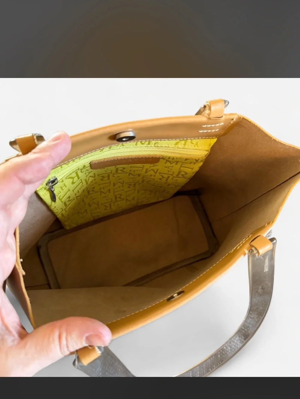 Structured Camel Tote with Clear Top Handles